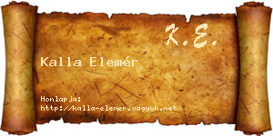 Kalla Elemér névjegykártya